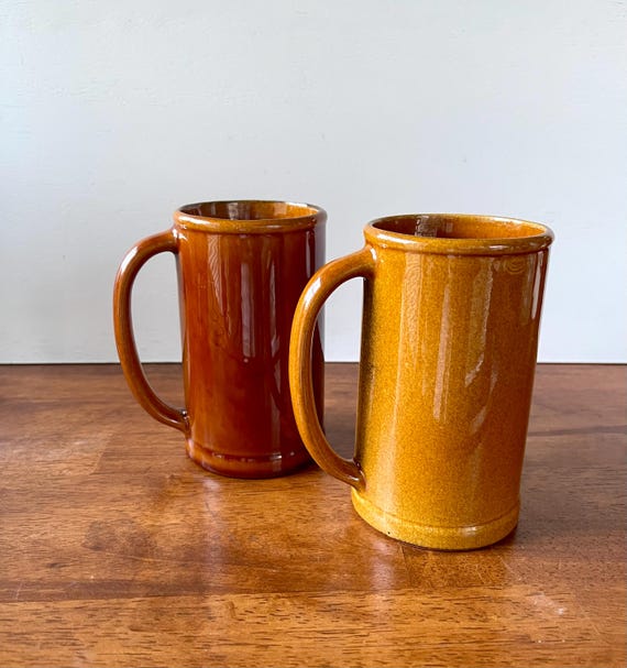 Caramel Brown Tall Mugs - Made in USA - Set of 2