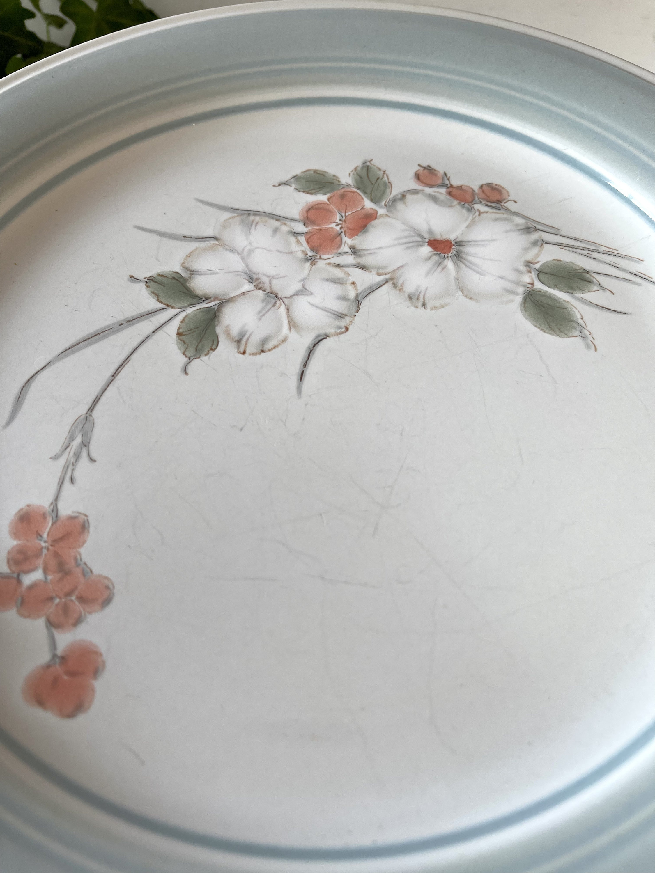 Vintage Riverside Stoneware Dinner Plates - Floral Impressions