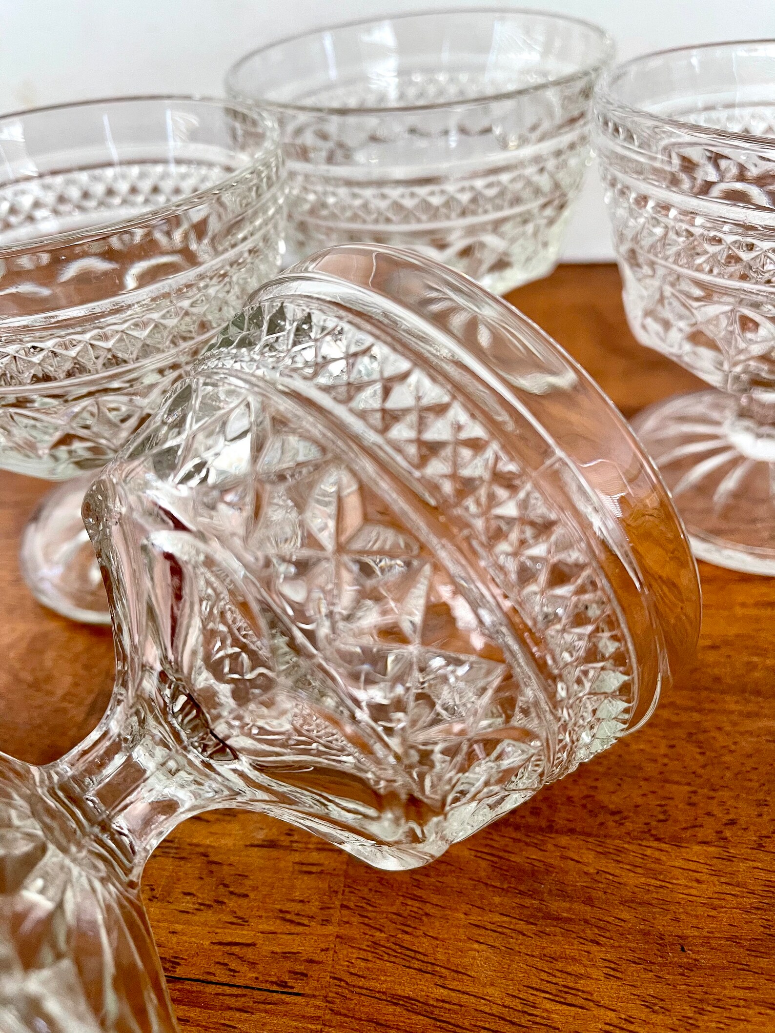Vintage Wexford Diamond Pattern Glassware: Set of 4 Cocktail Dessert ...