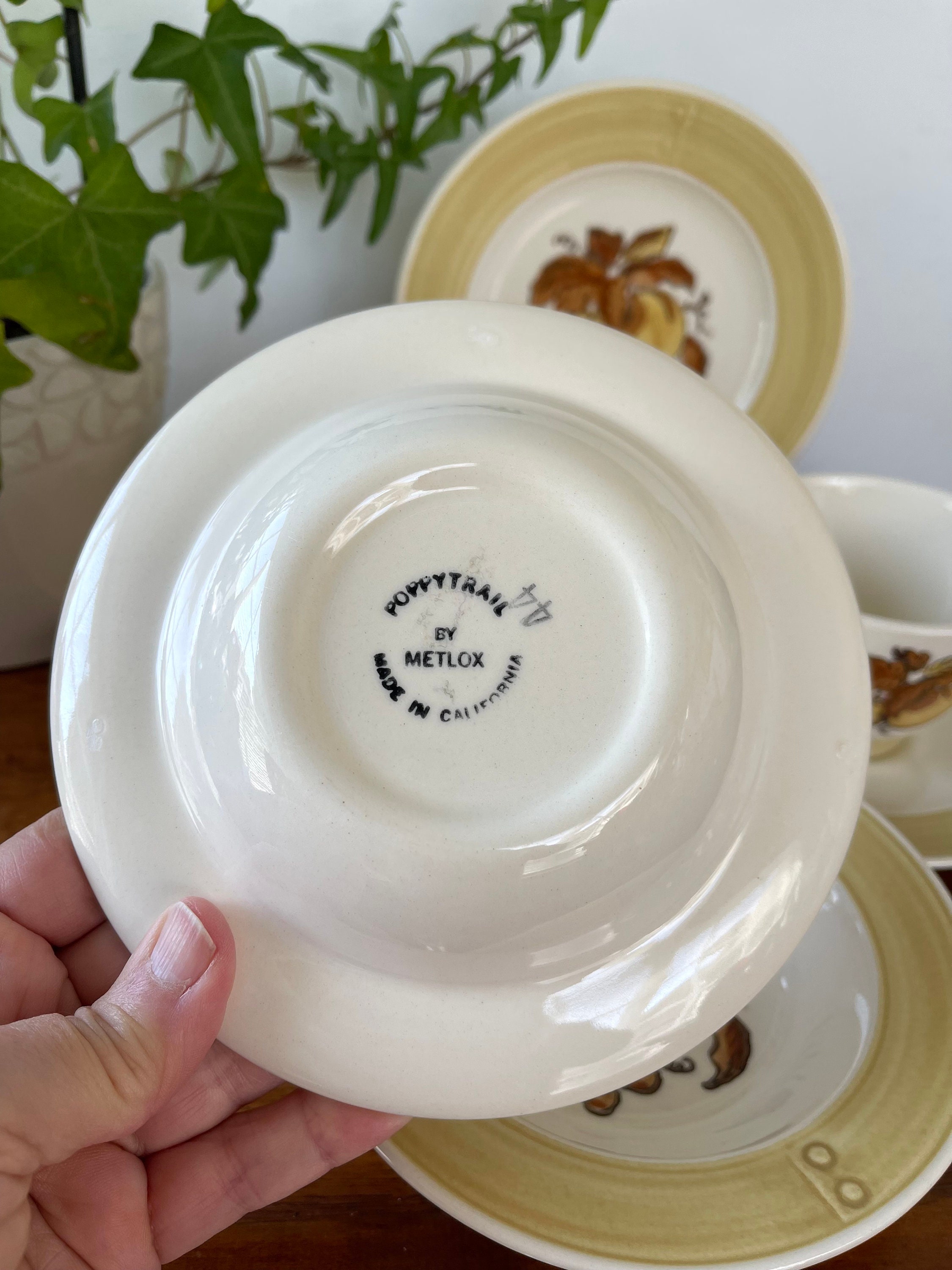 Metlox Poppy Trail Provincial Golden Fruit, Tea Cup, Berry Bowl