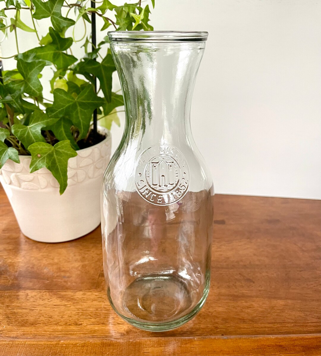 Vintage Embossed Paul Mason Since 1852 Glass Milk Bottle, Wine Carafe