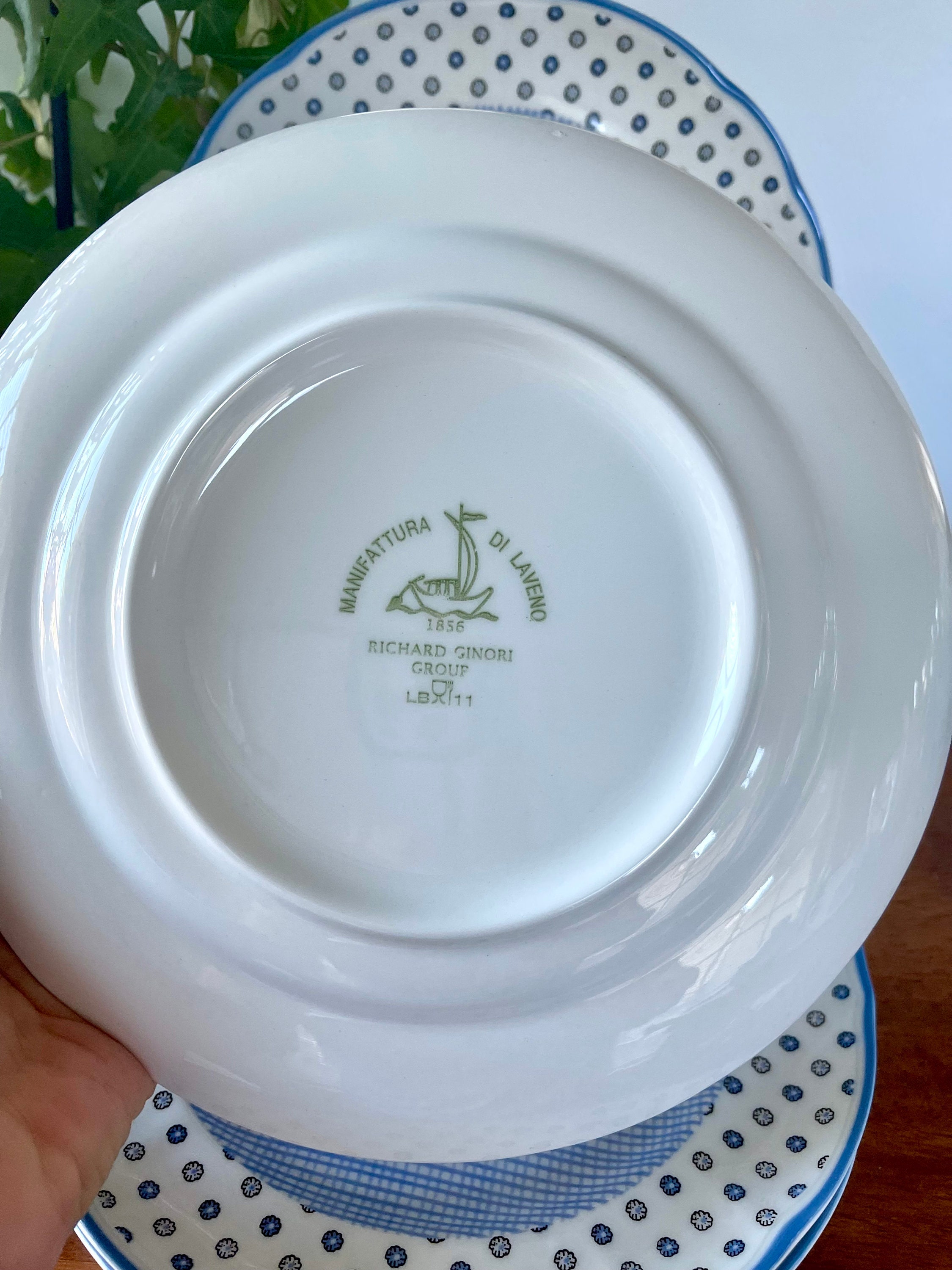 Set of 4 Richard Ginori Heart Salad Plates 8 1/2” Blue Burlap