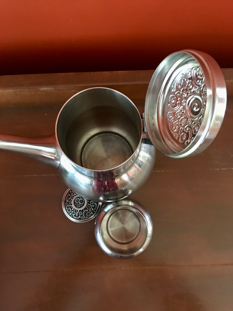 Stainless Vintage Tea Set Vintage Tea Pot Mid Century Oneida Stainless Tea Pot and Sugar Bowl