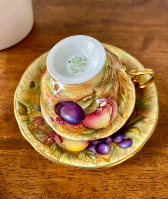 Aynsley Gold Orchard Teacup and Saucer N. Burnt - Etsy