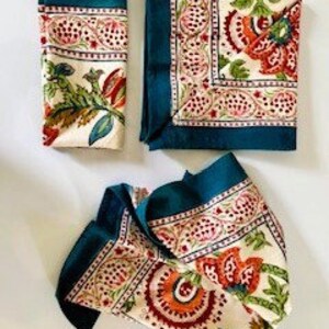 Colorful Bouquet Block Printed Dinner Napkins. Sold in Sets of 6