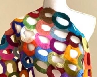 Runway Worthy, Add This Dramatic Artisan Ring Shawl To Your Basics. (Rainbow)
