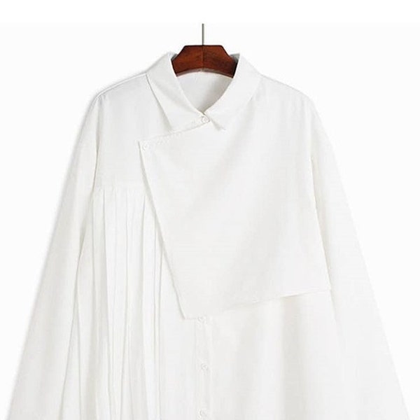 Asymmetrical Big Shirt with A Pleated Side (French Painter's Smock)