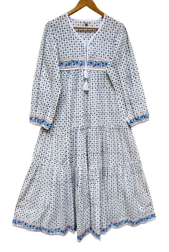 Dresses: Delicate Floral Cotton Maxi. (Petite Fleur)