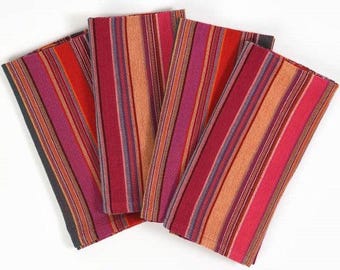Artisan Hand Woven Guatemalan Napkins, Berry Multi and Jade Multi