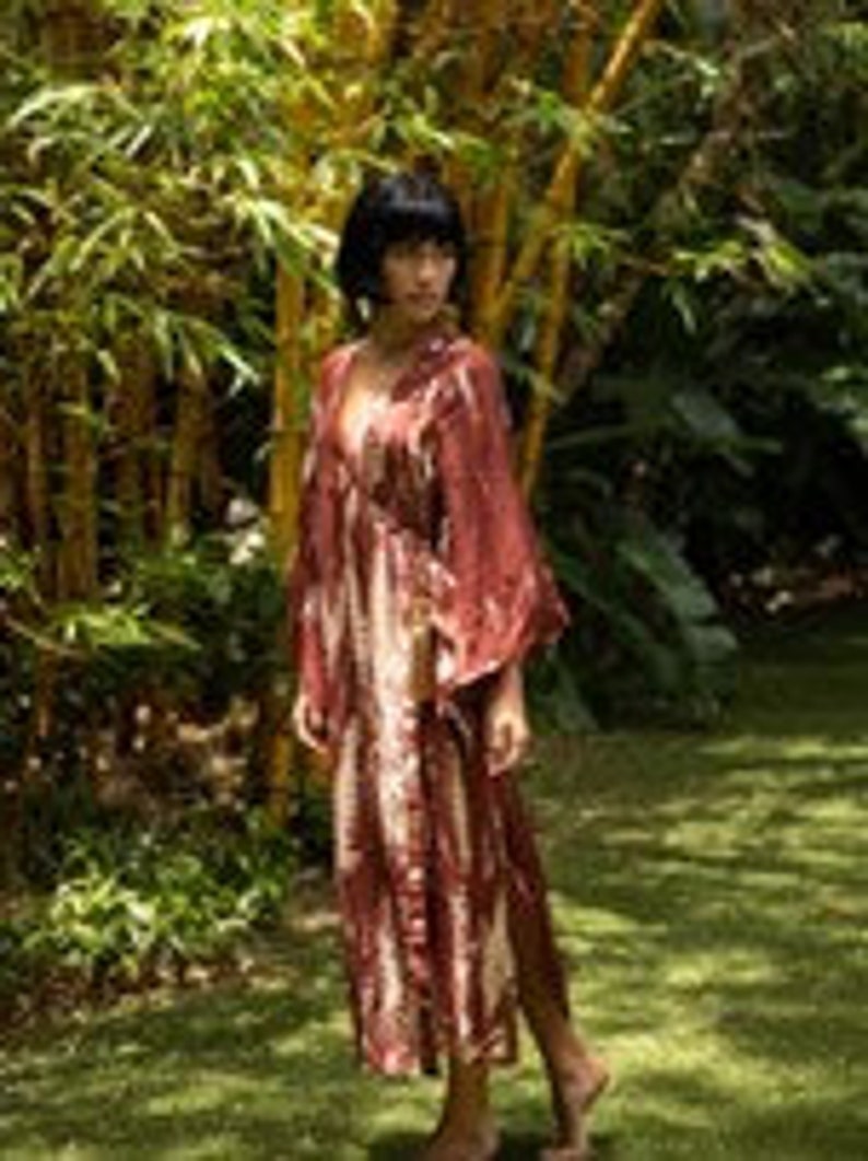 Silk Mandarin Wraparound Kimono DressElegance Available in 2 Silk Mandarin Wraparound Kimono DressElegance Available in 2