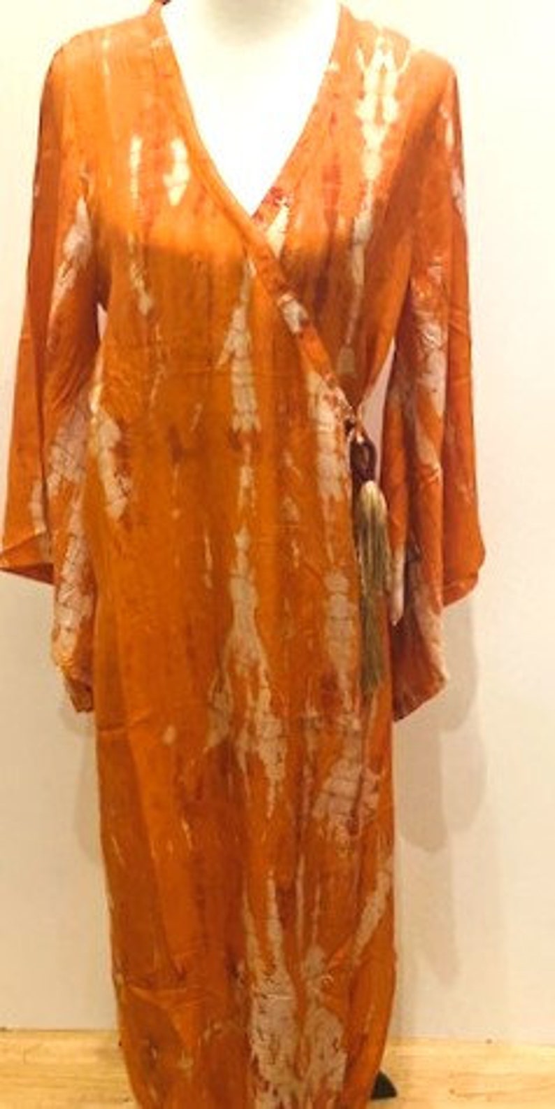 Silk Mandarin Wraparound Kimono DressElegance Available in 2 Silk Mandarin Wraparound Kimono DressElegance Available in 2