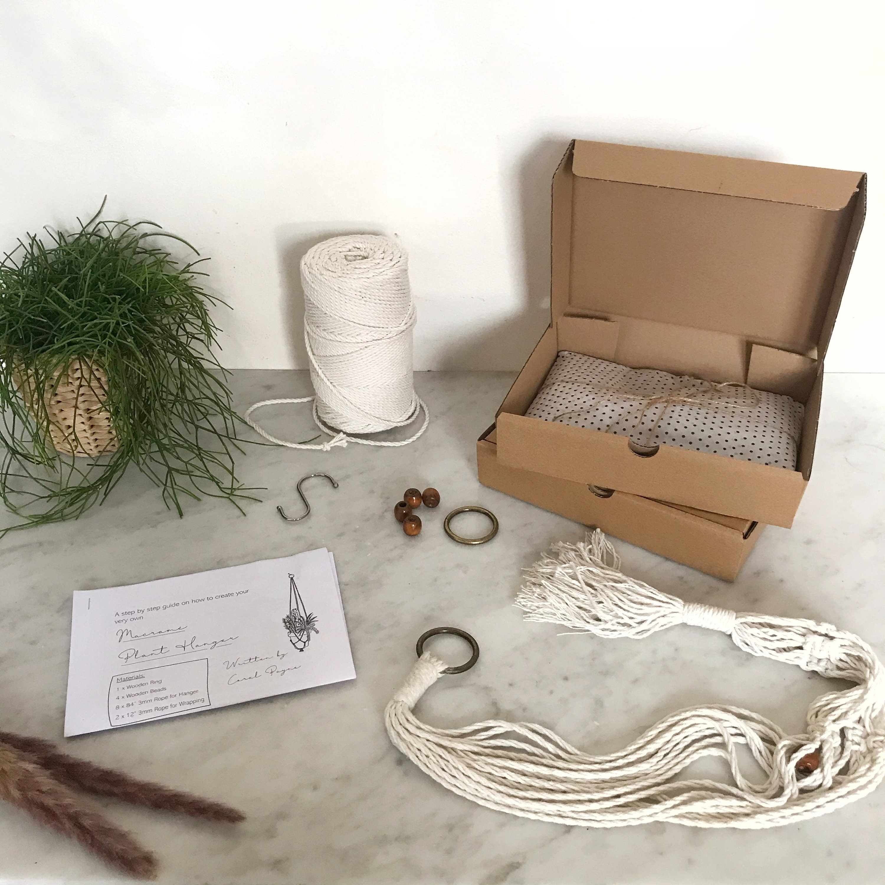 Macrame Plant Hanger Kit - Make Your Own Diy Knotted Plant Holder