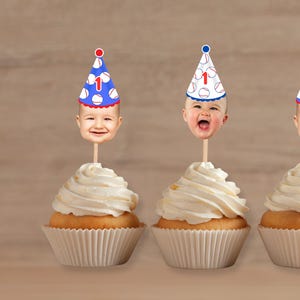 Baseball Cupcake Toppers, Cupcake Toppers with Photo, Sports Theme Party, Baseball Party Decorations, Baseball Decorations Custom Face 12