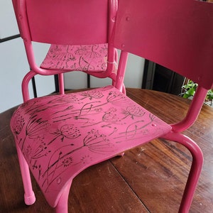 Vintage Chairs | Repurposed Mid Century school chair | Pink Pop of Colour | Retro home decor