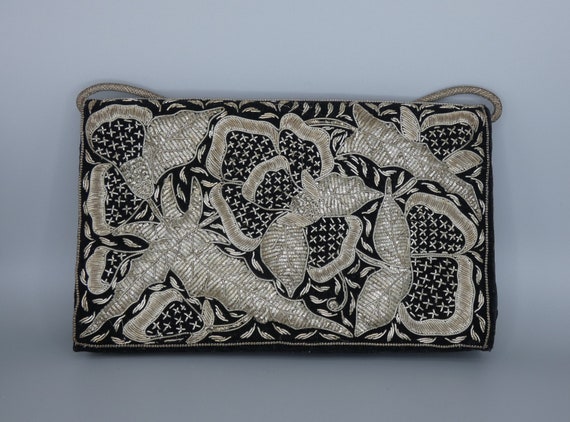 1940's Purse | Zardozi Embroidery | Black Velvet |