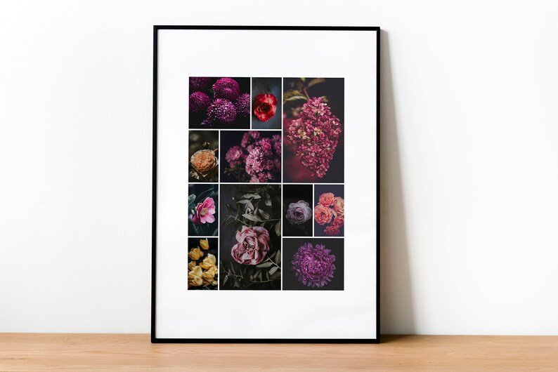 Collage Print Minimal Photo Poster Earthy Hydrangea Natural Flower Collage Home Decor Digital Download Photography Modern Wall Print