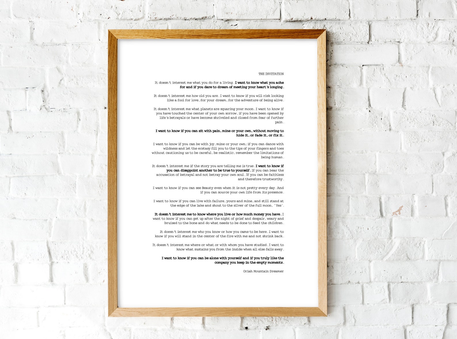 The Invitation Oriah Mountain Dreamer Let