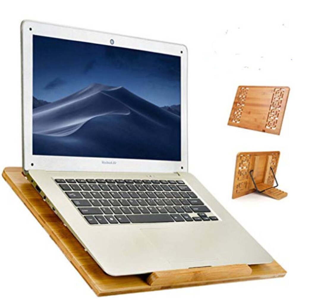 Laptop Stand Bamboo 5 Adjustable Angle Ventilated Stand Etsy