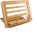 Bamboo Cook Book Stand, Adjustable Reading Book Recipe Holder Tray with Page Paper Clips, Foldable Station for Tablets, Cell Phones 