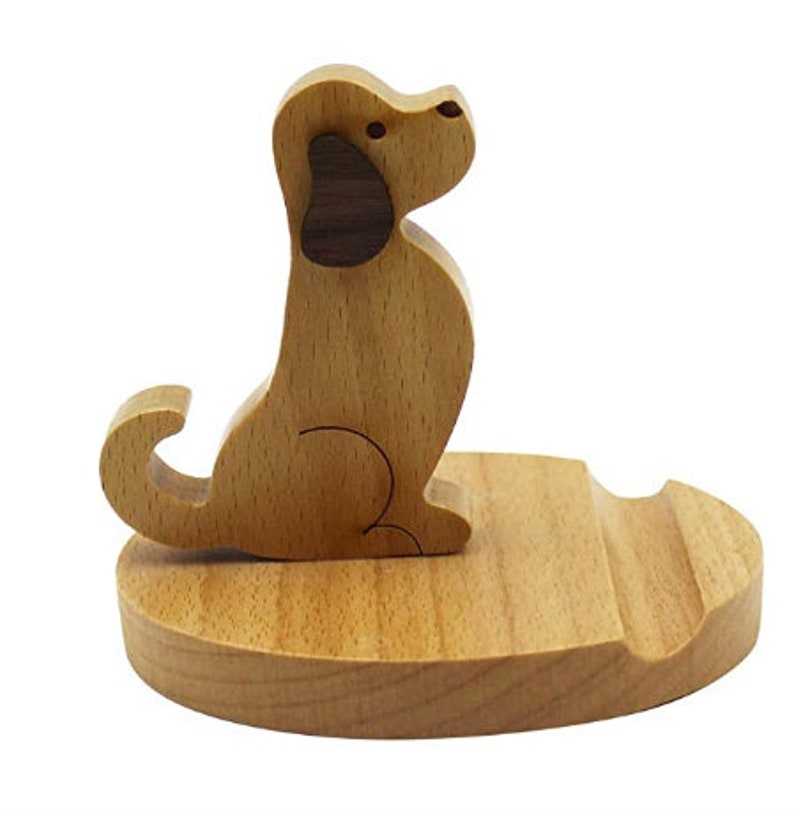 Cute Dog Cell Phone Holder Stand Wooden Smartphone Desk Etsy