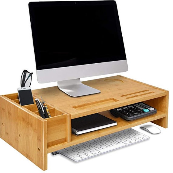 Bamboo Monitor Stand Wood Computer 