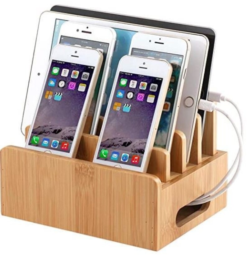 Bamboo Wooden Charging Station for Multiple Device Holder Etsy