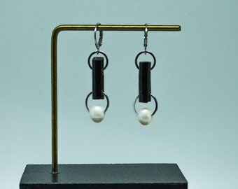 earring, black coral and pearl