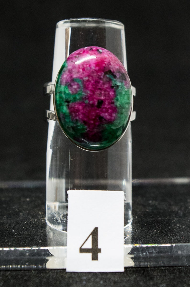 Stainless steel with Ruby Fuchsite stone ring