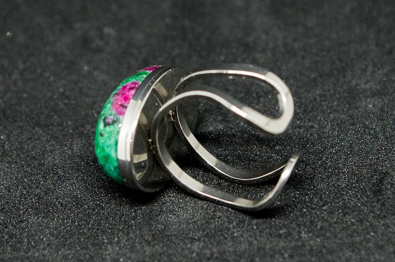 Stainless steel with Ruby Fuchsite stone ring