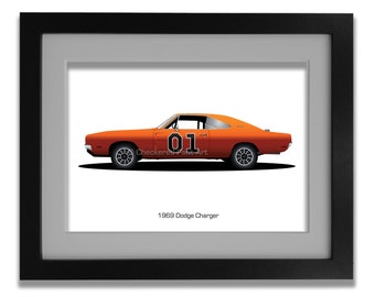Father&#39;s Day, Digital Download Art, Car Illustration, Digital Download Wall Art, Car Drawing, Classic Car, Vintage Car, 1969 Dodge Charger