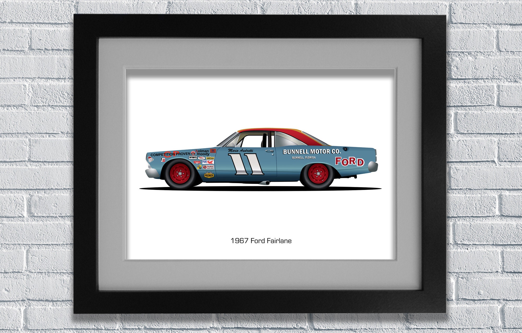 Car Illustration Race Car Wall Art NASCAR Wall Art Classic | Etsy