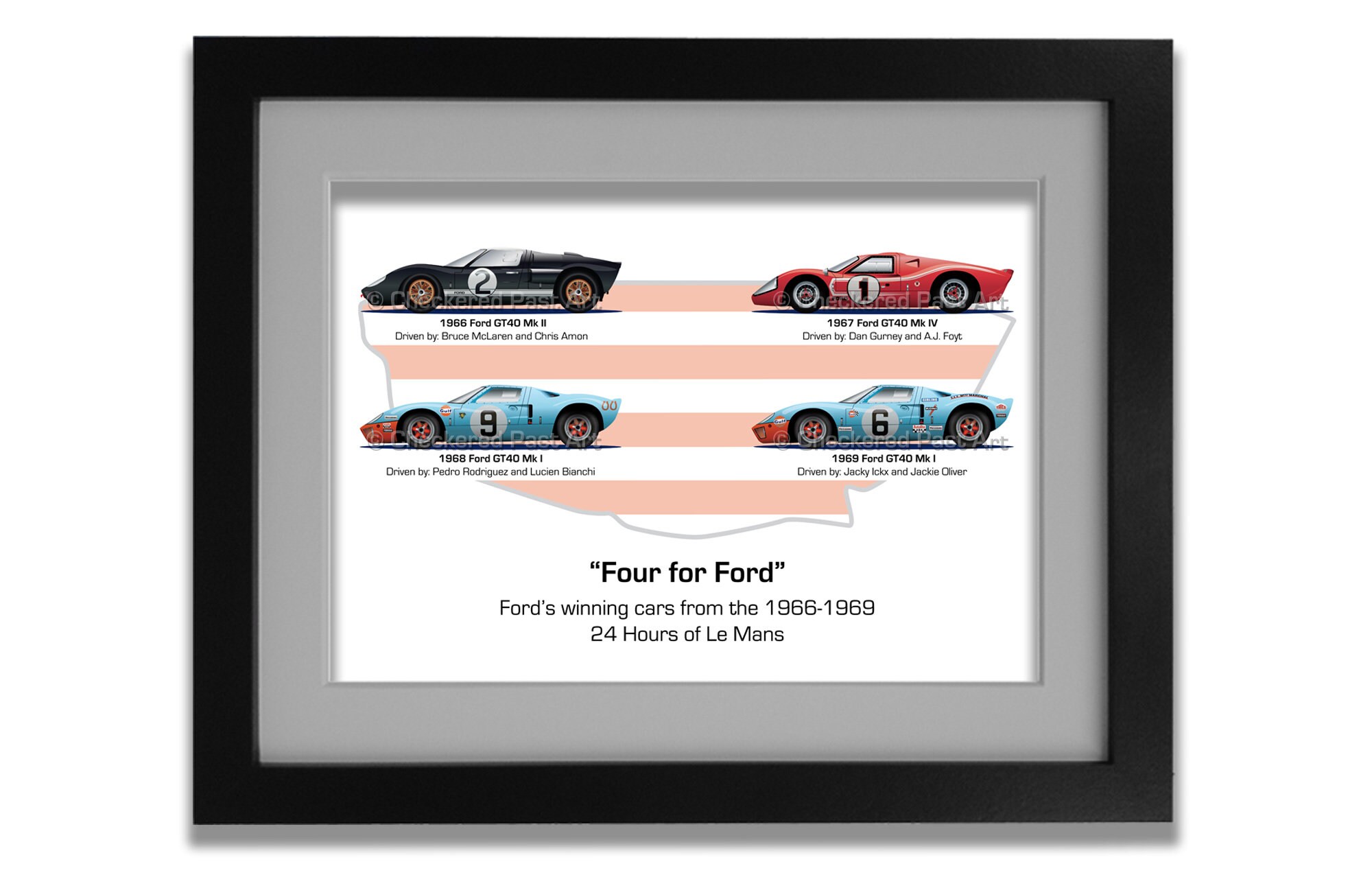 Ford GT40, 24 Hours of LeMans, Ford GT poster, Ford v Ferrari, digital download, LeMans 1966 poster printable art, sports car art, for him