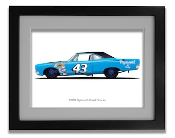 Richard Petty NASCAR Poster: 1968 Plymouth Road Runner Art
