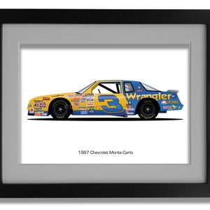 デイル・アーンハート 1987 シボレー モンテカルロ、NASCAR、印刷可能なアート、デジタルダウンロード、レースカーポスター、彼用、ガレージ装飾、オフィス