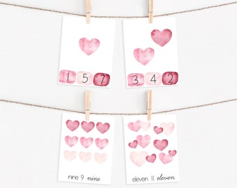 Heart Counting Cards and Count & Clip Cards