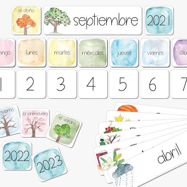 SPANISH Classroom Calendar, Homeschool Calendar, Morning Time Printable