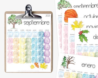 Spanish Traceable Calendar 2023-2024 Homeschool Morning Time Morning Menu Printable