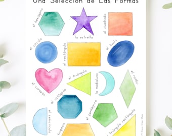 SPANISH Shapes Poster & 3 Part Cards | Las Formas Póster y Tarjetas de 3 Partes en Español