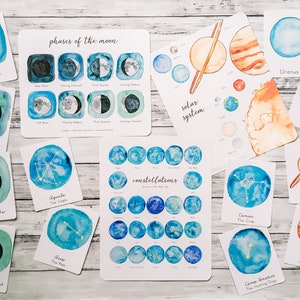 Collection Espace | Planètes, phases de la lune, constellations, école à la maison à imprimer Montessori
