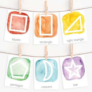 Cartes de calque de forme, art numérique Montessori pour l'école à la maison imprimable