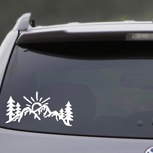 Mountain Tree Sunrise Vinyl Decal Car Sticker
