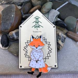 Fox in Dress Pin