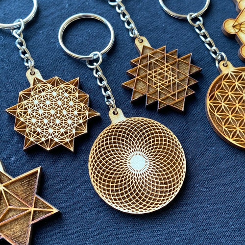Geometric Key Ring Sacred Geometry Key Chains Sacred Geometry Key Ring Flower - Etsy