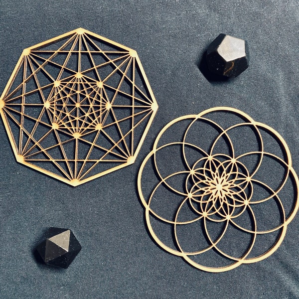 Twin Flame, Set of 2, Sacred Geometry Ornaments, Higher Dimensional Shapes, Sacred Art, Meditation Tool, Crystal Grid, Hypercube Art