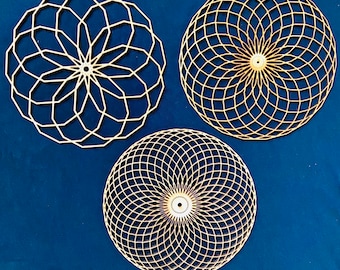Zestaw sztuki ściennej Mandala, sztuka ścienna Sacred Geometry, łapacze snów Mandala, duchowa sztuka ścienna, sztuka ścienna z drewna, sztuka ścienna do medytacji, ezoteryczna