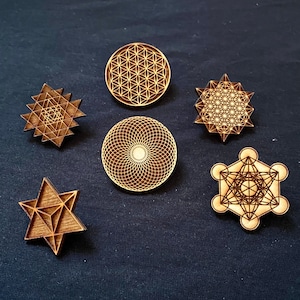 Sacred Geometry Pins, Sacred Geometry Hat Pins, Flower of Life Pin, Metatron's Cube Pin, Sri Yantra Pin, Merkaba Pin, Custom Hat Pins