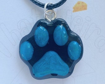 Dog Paw Necklace, Handmade, Clay Dog Paw, Doggy, Dog, Dog Necklace, Paw Print Necklace, Paw Print Jewelry, Resin Paw Print, Blue Paw Print