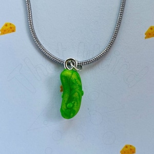 Handmade Clay Pickle Necklace: Funny Food Jewelry, Dill Pickle Gift