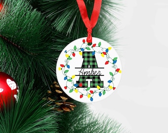 Green Plaid Christmas Ornament