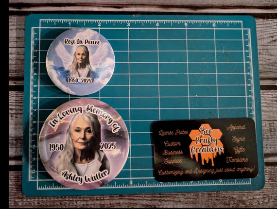 Custom memorial pin back buttons